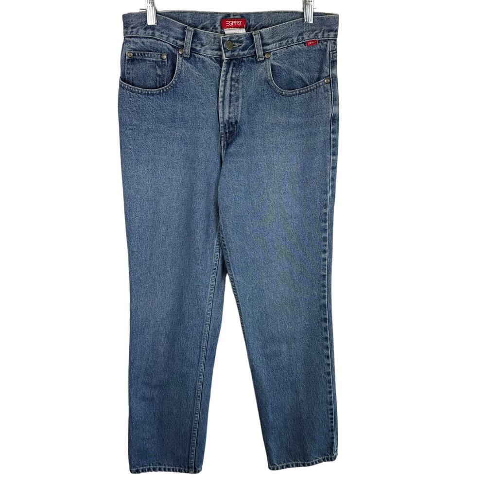 Vintage Esprit 100% Cotton Medium Wash Straight Leg High Rise Denim Jeans Size 9